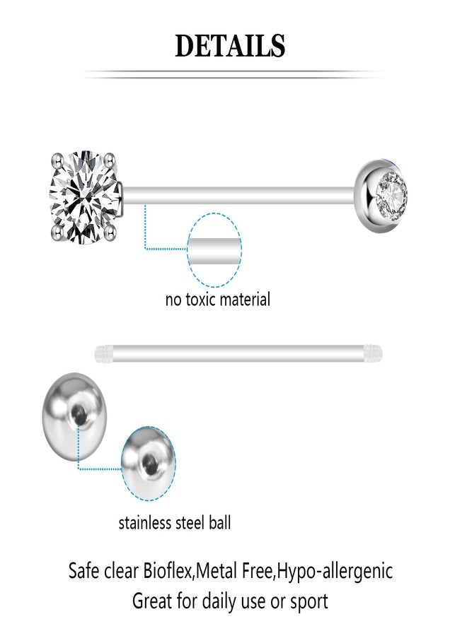ONESING 3 Pcs 14G Pregnancy Belly Button Rings Flexible Maternity Belly Button Rings Plastic Long Pregnancy Belly Rings 38mm Cute CZ Jewelry Hypoallergenic Sport - Image 3