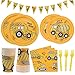 DYLIVeS 132 Pcs Construction Birthday Party Supplies Construction Disposable Tableware Set Dump Truck Party Table Decorations for Boy 9 and 7 Plates Napkins Cups Forks Banner Serves 24 - Image 4