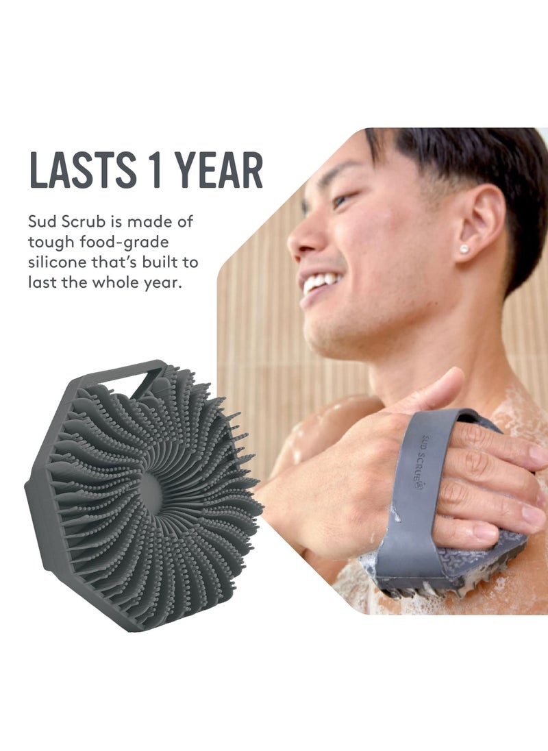 Captaintech Antimicrobial Silicone Body Scrubber for Sensitive Skin Eco-Friendly Lathers Well and Charcoal Infused for a Deep Clean Get Softer Healthier Skin  - Image 2