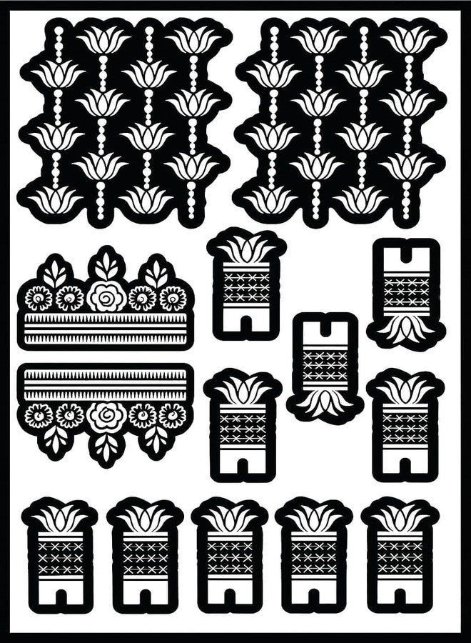 apcute Mehendi Design Sticker|Tattoo|Stencil, Black Floral Lotus Design, Self-Adhesive, for Both Hand Decoration, Bridal Mehendi,Henna for Women, Girls and Kids. - Image 3
