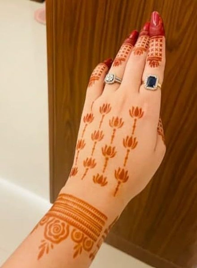 apcute Mehendi Design Sticker|Tattoo|Stencil, Black Floral Lotus Design, Self-Adhesive, for Both Hand Decoration, Bridal Mehendi,Henna for Women, Girls and Kids. - Image 2