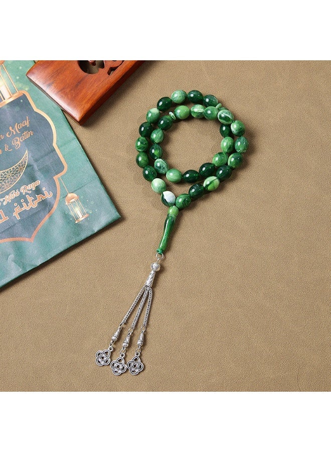 NIBEMINENT 33 Muslim Prayer Beads Green/13mm
