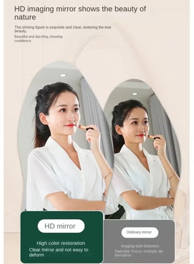 إن كي أكس مرآة أرضية عصرية بطول كامل 60 × 160 سم، مرآة تزيين قائمة غير منتظمة الشكل لكامل الجسم لغرفة النوم وغرفة المعيشة، إطار وردي - Image 5