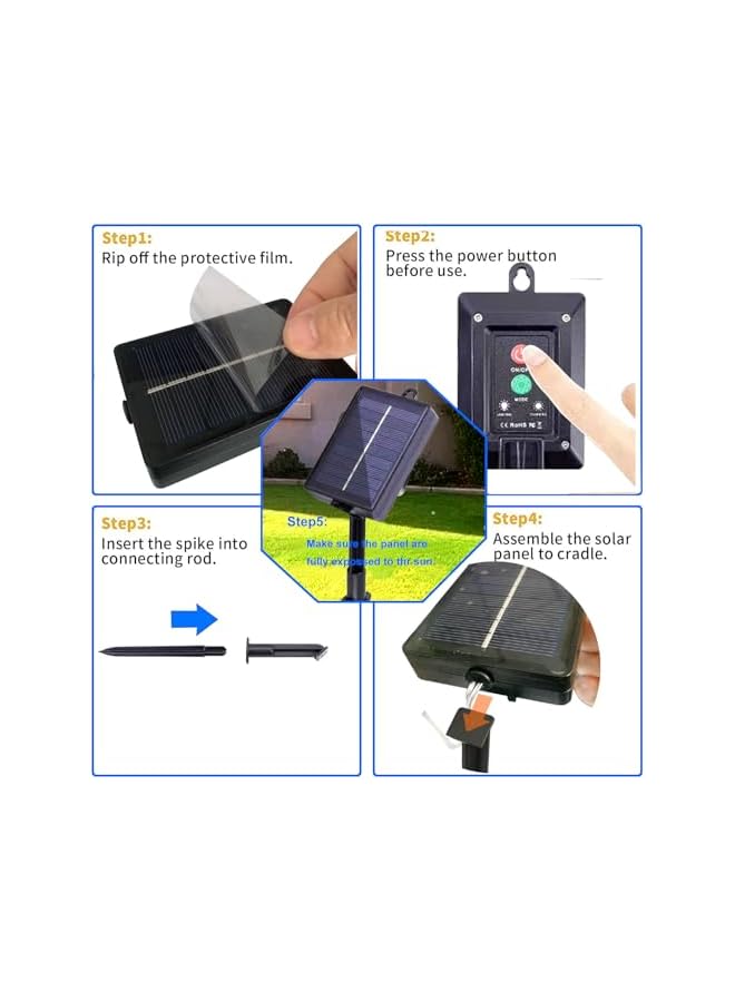 The Bros Solar Fairy Lights Outdoor, 2 Pack 100 LED 12M/33Ft Copper Wire Solar String Lights Garden Waterproof with 8 Modes for Garden Patio Yard Trees Christmas Wedding Party Decor (Blue)  - Image 4