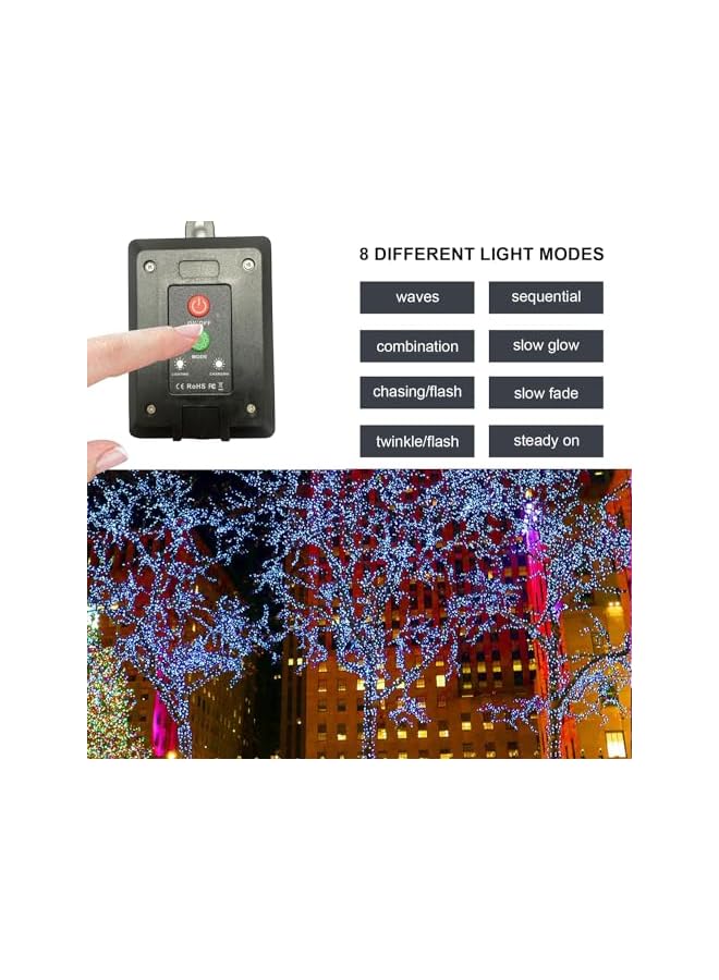 The Bros Solar Fairy Lights Outdoor, 2 Pack 100 LED 12M/33Ft Copper Wire Solar String Lights Garden Waterproof with 8 Modes for Garden Patio Yard Trees Christmas Wedding Party Decor (Blue)  - Image 3