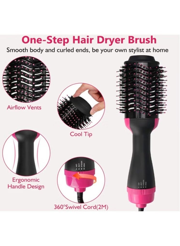Hair Dryer Brush, Hot Air Brush for Drying & Styling, Negative Ion, 3 Heat Settings, 360° Swivel Cord, Lightweight, Black/Pink - Image 3