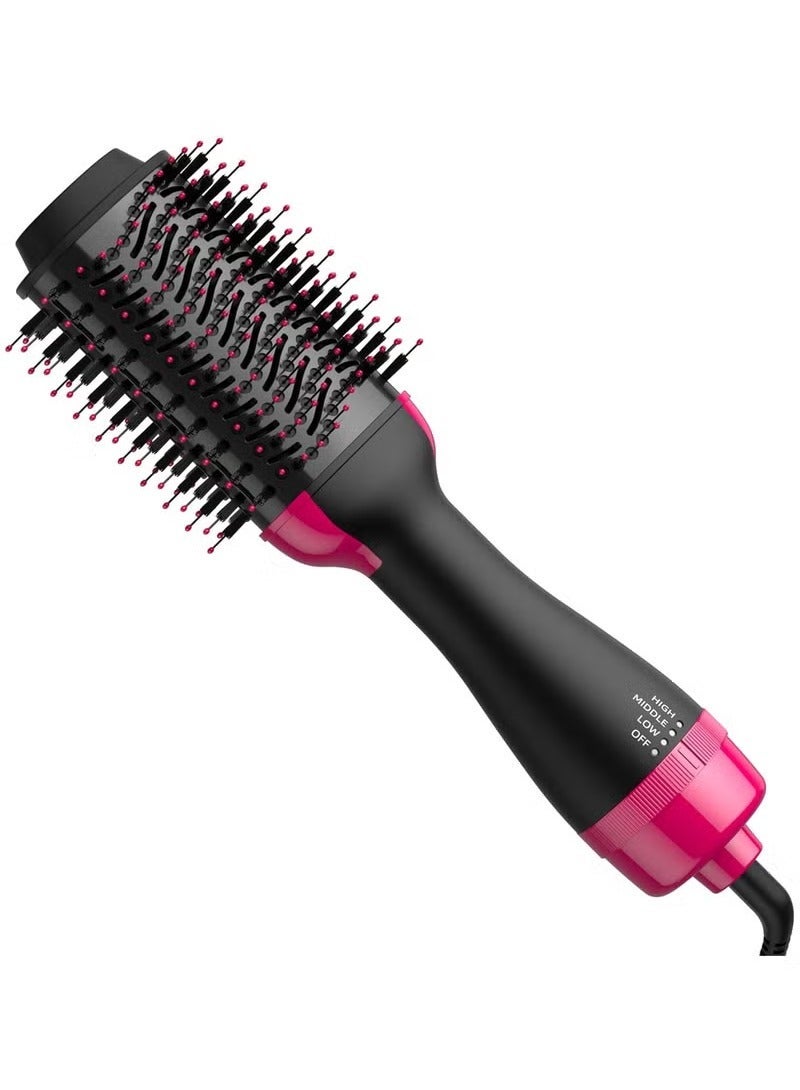Hair Dryer Brush, Hot Air Brush for Drying & Styling, Negative Ion, 3 Heat Settings, 360° Swivel Cord, Lightweight, Black/Pink - Image 1