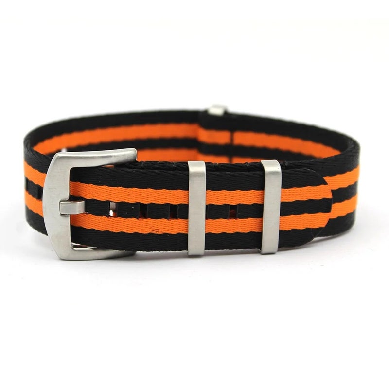 Bluejw Durable Replacement 100% Nylon Watch Strap – Smooth 1-Piece Seatbelt-Style Band with Striped Pattern for Vintage Watches, Fits 18mm 20mm 22mm - Image 1