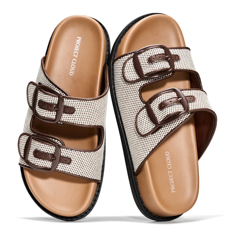 Project Cloud Platform Summer Sandals for Women 2026 - Comfortable and Adjustable Straps Summer Slides - Non-Slip Casual Womens Sandals (Sharl-1, CHOCRAFF,8.5M)
