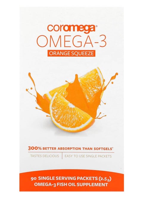 Omega-3 Orange Squeeze 90 Packets 2.5 g Each