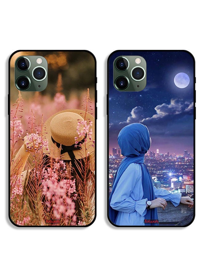 Tolwak Two Cases For Apple iPhone 11 Pro Max Protective Covers Hijab Girls and Holding Flower - Image 1