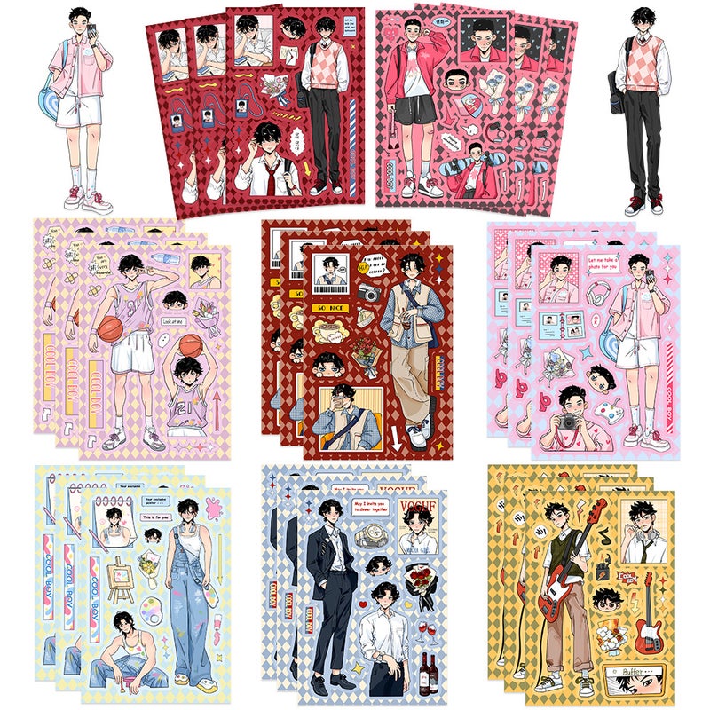 Korean Cartoon Collage Cute Girl Phone Case Stickers Set 8ZD083 American juvenile (default 8 sheets/bag)