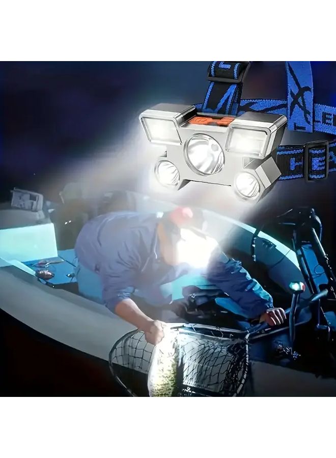 مصباح أمامي LED قابل للشحن (عبوة من قطعتين) بسعة بطارية ليثيوم 400 مللي أمبير، قابل لتعديل السطوع، ضوء تخييم محمول لصيد الليل والمشي لمسافات طويلة في الهواء الطلق، مصباح أمامي متين لمعدات المشي لمسافات طويلة. - Image 1
