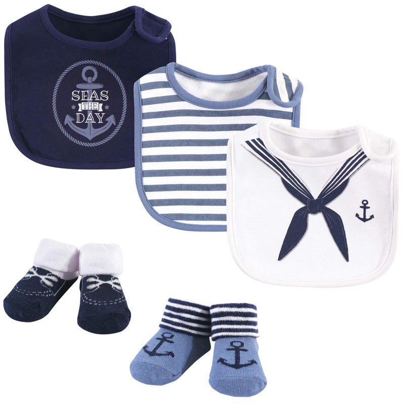 Little Treasure Little Treasure Unisex Baby Cotton Bib and Sock Set Sailor One Size 