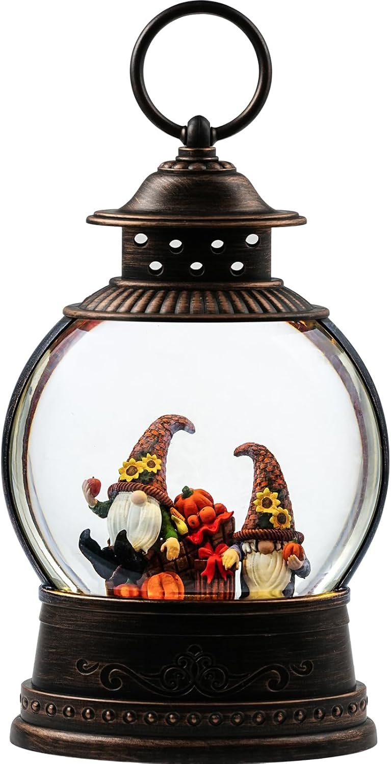 PestiLite Thanksgiving Decorations Snow Globe, Gnomes Light Up Snow Globe Fall Decorations, 6H Timer, USB/Battery Operated, Harvest Thanksgiving Fall Decorations for Home - Image 5