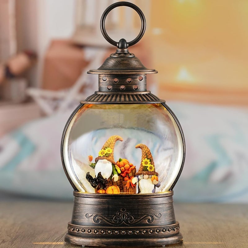 PestiLite Thanksgiving Decorations Snow Globe, Gnomes Light Up Snow Globe Fall Decorations, 6H Timer, USB/Battery Operated, Harvest Thanksgiving Fall Decorations for Home - Image 2