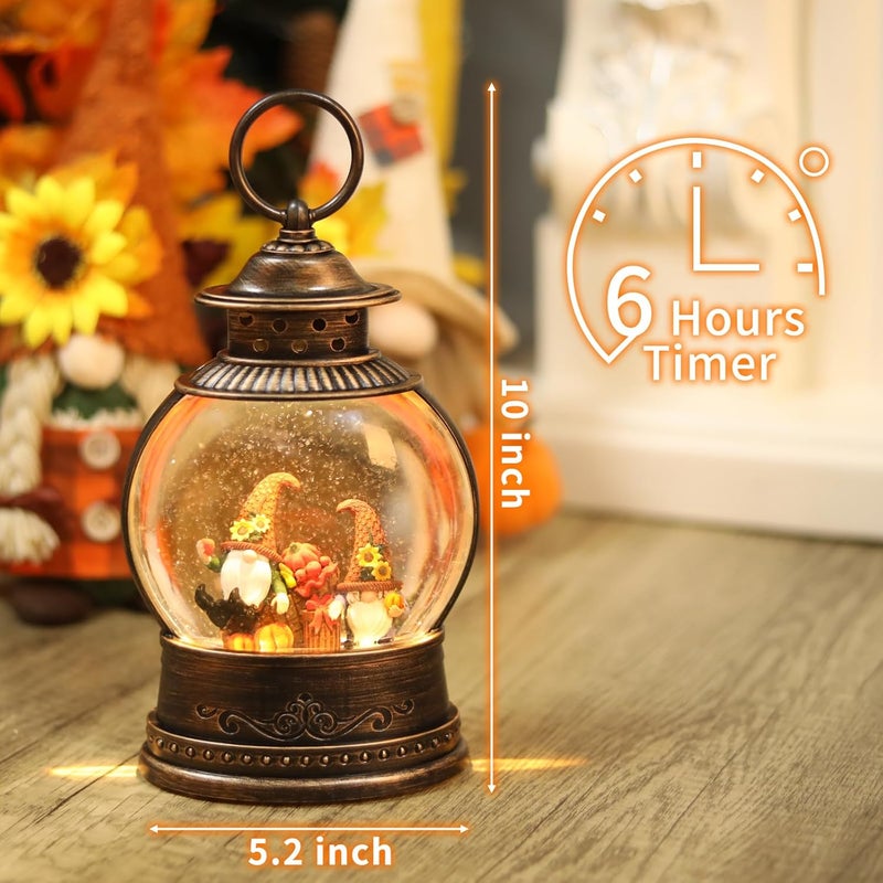 PestiLite Thanksgiving Decorations Snow Globe, Gnomes Light Up Snow Globe Fall Decorations, 6H Timer, USB/Battery Operated, Harvest Thanksgiving Fall Decorations for Home - Image 4