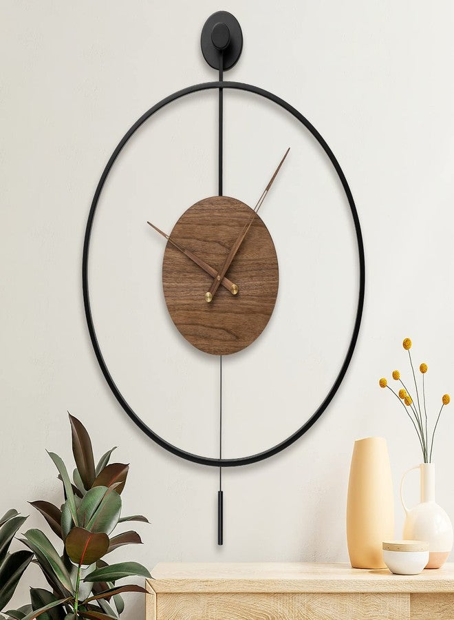 Pytha Sight Large Modern Wall Clock,Wall Clocks for Living Room Decor,Classical Silent Metal Minimalist Walnut Dial,Big Decorative Farmhouse Pendulum Wall Clock With Walnut Pointers for Office,Dining Room - Image 1
