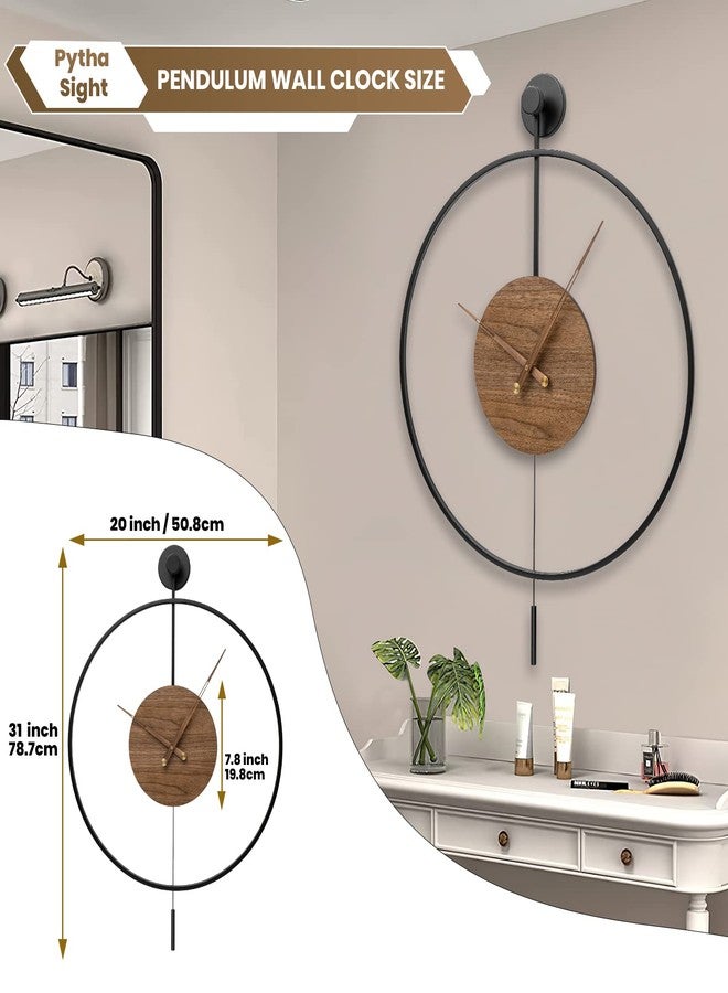 Pytha Sight Large Modern Wall Clock,Wall Clocks for Living Room Decor,Classical Silent Metal Minimalist Walnut Dial,Big Decorative Farmhouse Pendulum Wall Clock With Walnut Pointers for Office,Dining Room - Image 2