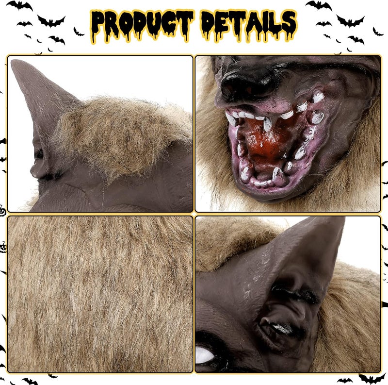 Sratte مجموعة زي الذئب في عيد الهالوين مع قناع رأس الذئب وقفازات المخالب للمراهقين من 12 إلى 18 سنة لأزياء الرعب وحفلات التنكر - Image 5