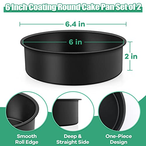TeamFar 6 Inch Cake Pan, Round Baking Layer Cake Pan Set of 2, with Non-Stick Coating Stainless Steel Core for Birthday, Party, Wedding, Healthy &Heatproof, Release Easily & Easy Clean - Image 3