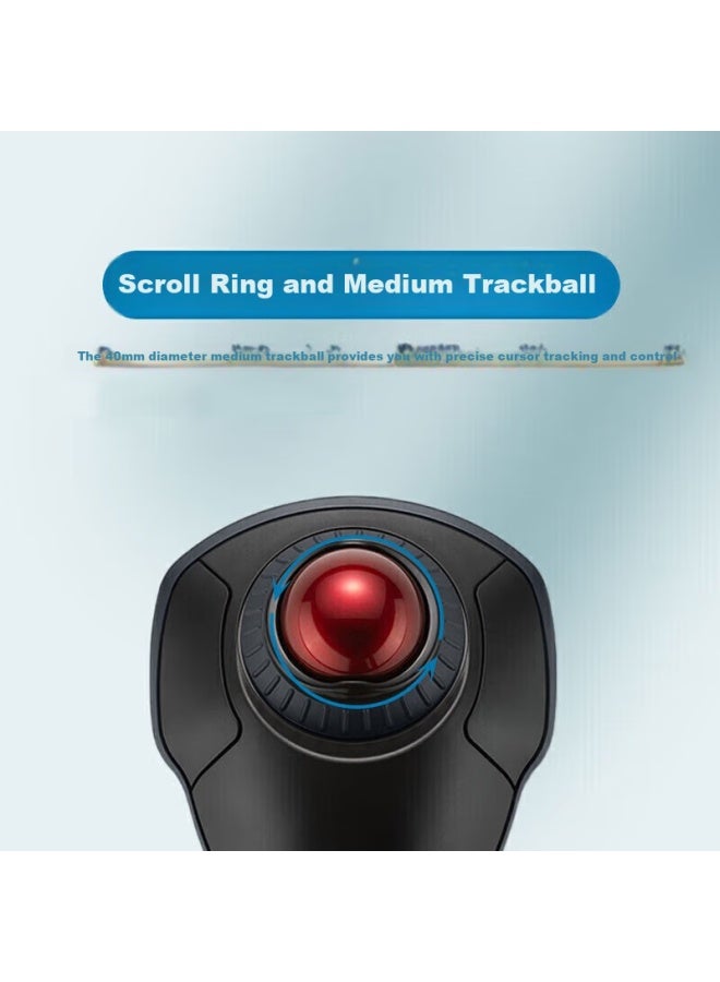 Kensington Kensington Trackball Mouse, Office Mouse, Ps Drawing Mouse, With Control Ring, Compatible With Asus, Lenovo, Shenzhou, Hp, Apple, Wireless Black With Red K70992  - Image 1