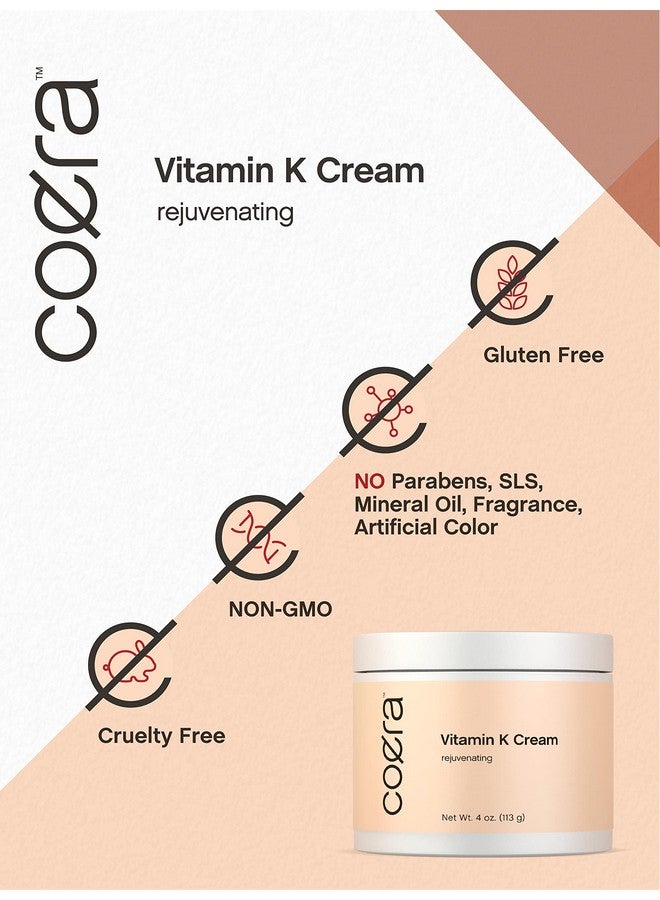 كورا كريم فيتامين ك من كويرا، 4 أونصات | تركيبة فائقة الجودة للكدمات، والأوردة العنكبوتية، والهالات السوداء، والشعيرات الدموية المتشققة، والعينين، والوجه | خالٍ من البارابين وكبريتات لوريل الصوديوم - Image 5