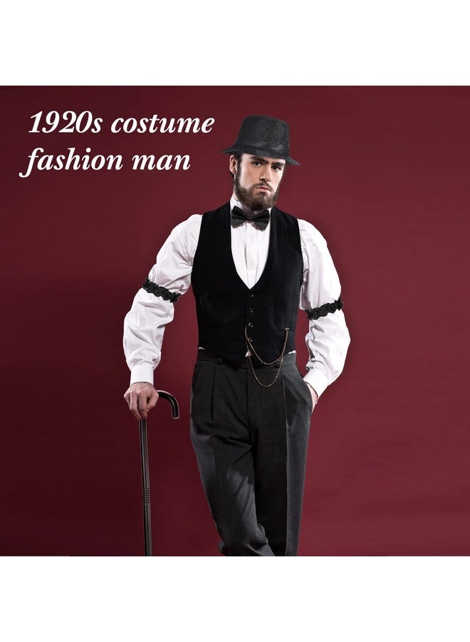 Hercicy Hercicy 1920s Men's Costume Accessories Set, Gangster Vest Hat Suspenders 20s Outfit Clothing for Men 1920s (Black White,Large) - Image 3