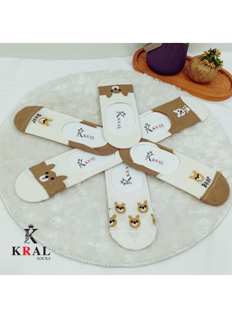 Kral Socks - Women's Ballerina Socks (6 Pairs) Cute Bear Non-Sweating Cotton Unisex - Image 1
