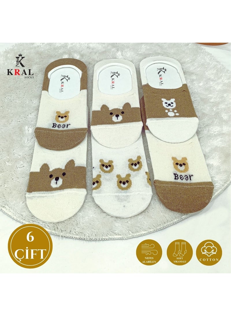 Kral Socks - Women's Ballerina Socks (6 Pairs) Cute Bear Non-Sweating Cotton Unisex - Image 1