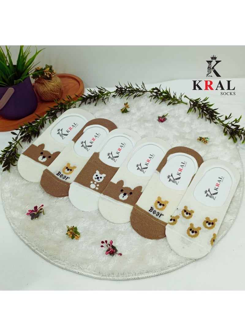 Kral Socks - Women's Ballerina Socks (6 Pairs) Cute Bear Non-Sweating Cotton Unisex - Image 1
