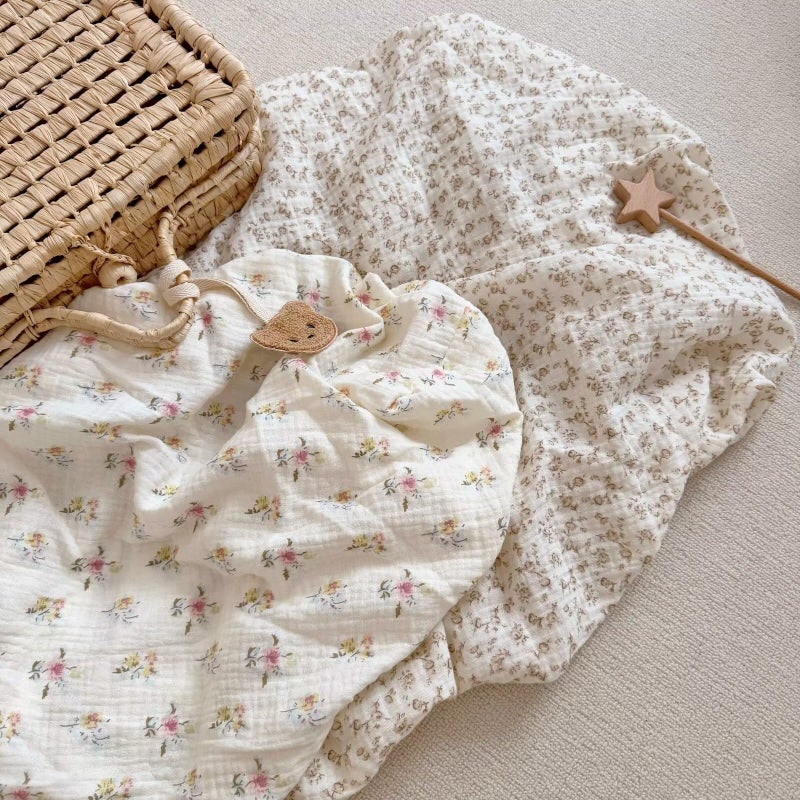 BuLuTu Muslin Floral Print Crib Sheets 2 Pack, Soft Breathable 100% Cotton Neutral Fitted Sheets Set for Standard Crib Mattress & Toddler Mattress 52"x28", Camellia & Azalea - Image 3