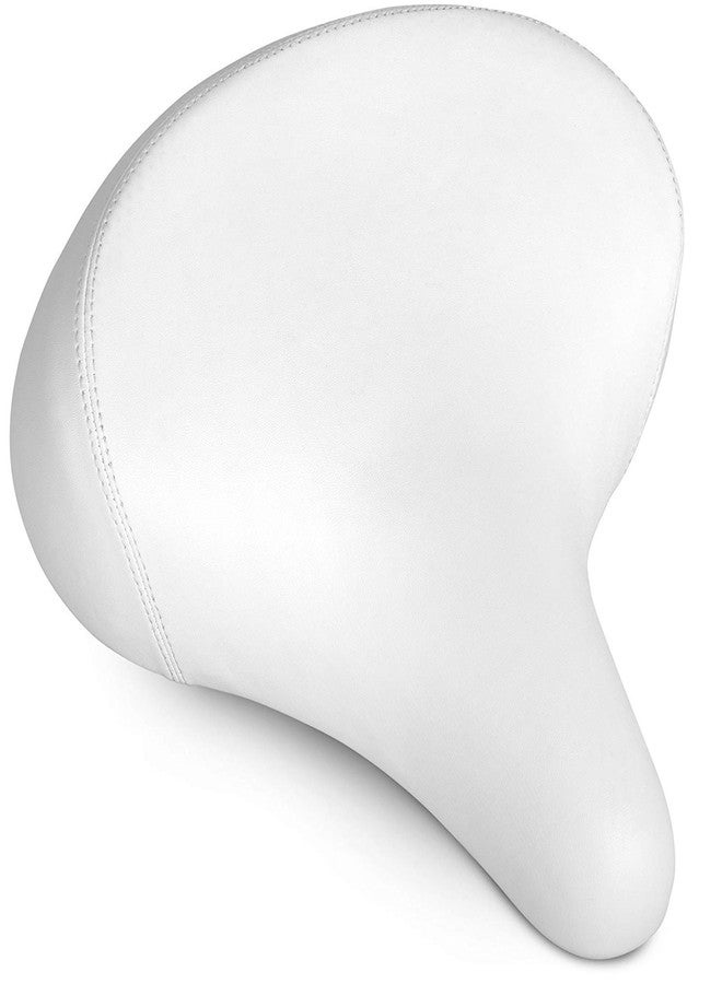 Bikeroo (White) - Most Comfortable Cruiser Bike Saddle Extra Wide Bicycle Seat - Great Replacement Bike Saddle with Padding for Women and Men - Image 1