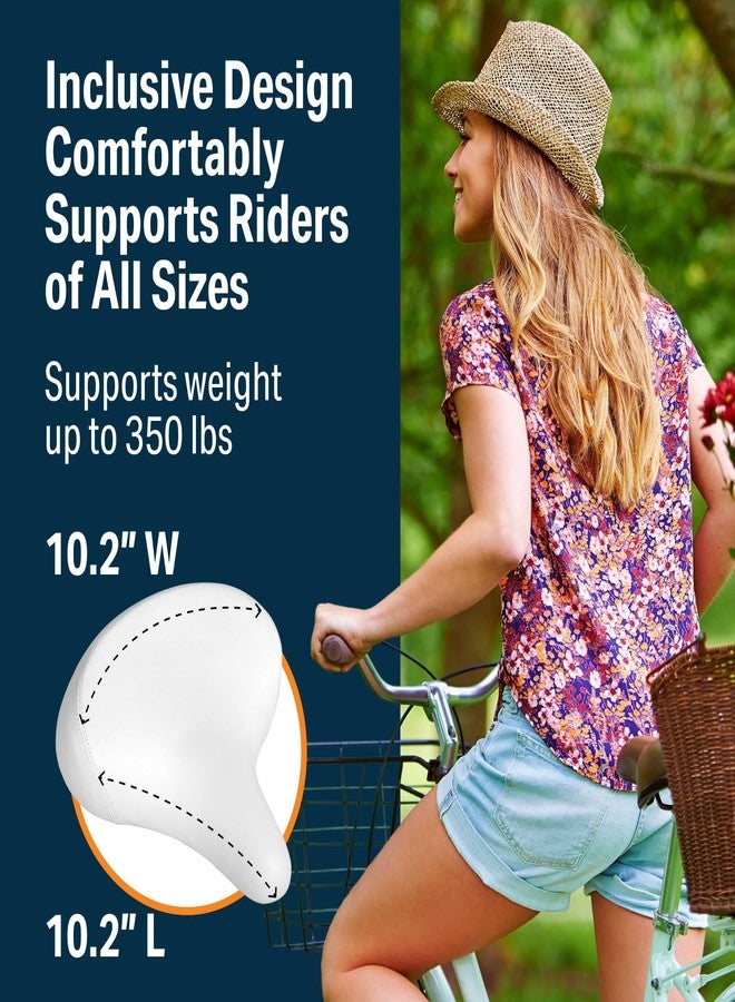 Bikeroo (White) - Most Comfortable Cruiser Bike Saddle Extra Wide Bicycle Seat - Great Replacement Bike Saddle with Padding for Women and Men - Image 5