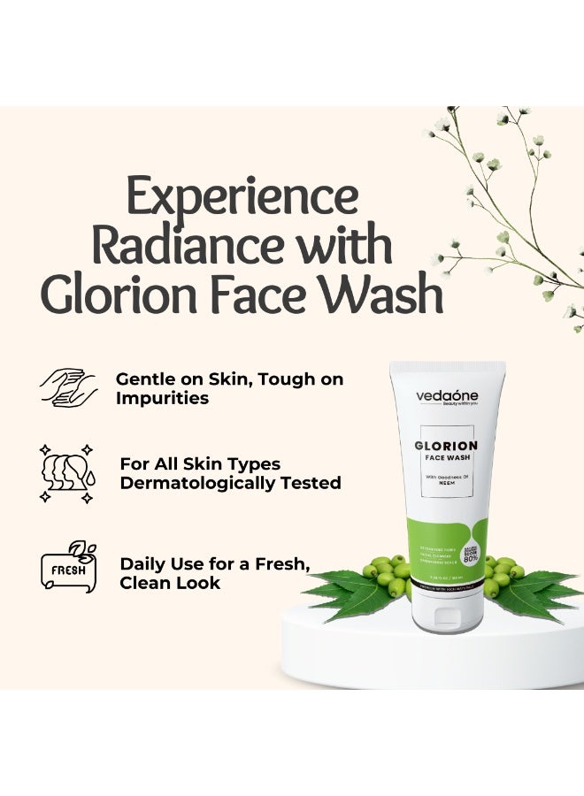 VEDAONE VedaOne Glorion Neem Face Wash | 100ML | Natural Face Wash for Men & Women | Deep Cleansing & Brightening | Anti-Acne & Oil Control | Hydrating & Gentle on Skin  - Image 4