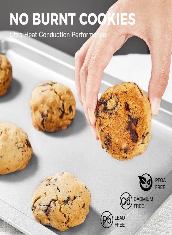 HONGBAKE Set of 3 Baking Sheets for Oven, Non-Stick Cookie Sheet Pan 13/15/17 Inch, Carbon Steel Baking Tray for Cooking and Roasting with Wide Edge - Fashionable Sliver - Image 4