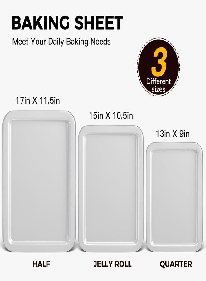 HONGBAKE Set of 3 Baking Sheets for Oven, Non-Stick Cookie Sheet Pan 13/15/17 Inch, Carbon Steel Baking Tray for Cooking and Roasting with Wide Edge - Fashionable Sliver - Image 3