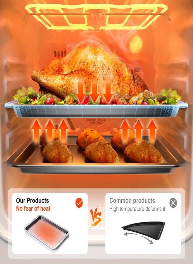 HONGBAKE Set of 3 Baking Sheets for Oven, Non-Stick Cookie Sheet Pan 13/15/17 Inch, Carbon Steel Baking Tray for Cooking and Roasting with Wide Edge - Fashionable Sliver - Image 2