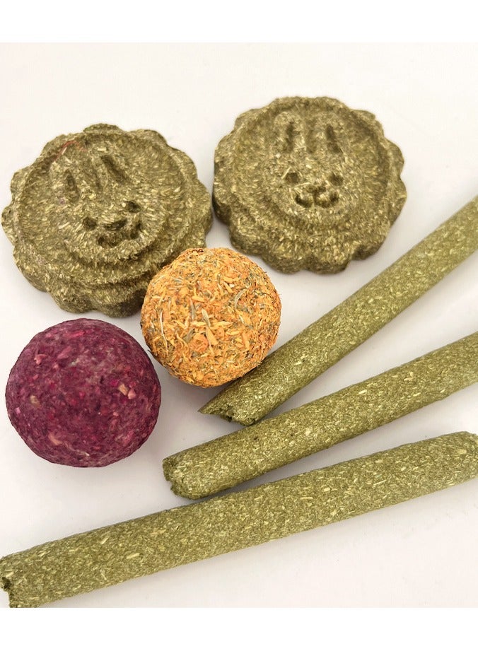 21pcs Bunny Chew Toys for Teeth, Natural Rabbit Toys Apple Wood Grass Timothy Sticks Chew and Treat for Guinea Pigs Hamster Chinchillas - Image 2