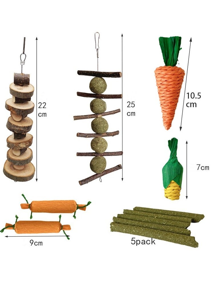 21pcs Bunny Chew Toys for Teeth, Natural Rabbit Toys Apple Wood Grass Timothy Sticks Chew and Treat for Guinea Pigs Hamster Chinchillas - Image 5