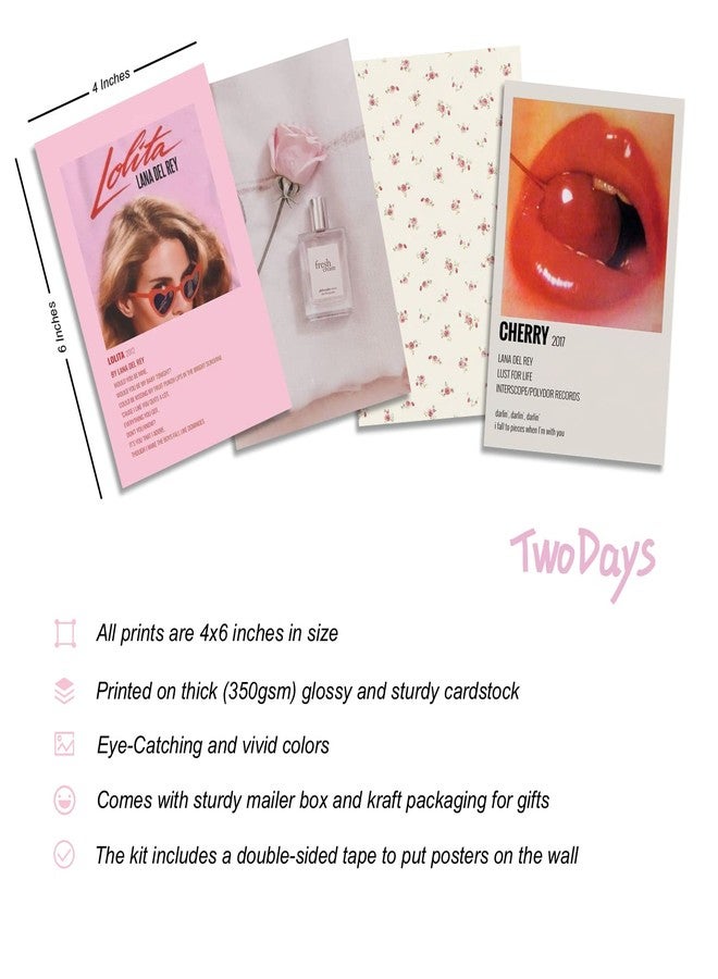 TwoDays Coquette Room Decor Aesthetic, Coquette Wall Collage Kit, 50pcs Coquette Posters (4" × 6"), Pink Room Decor Aesthetic, Vintage Prints. - Image 2