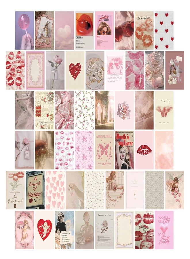 TwoDays Coquette Room Decor Aesthetic, Coquette Wall Collage Kit, 50pcs Coquette Posters (4" × 6"), Pink Room Decor Aesthetic, Vintage Prints. - Image 1