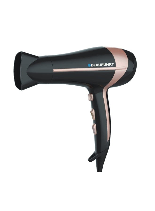 Blaupunkt 2000W Hair Dryer With Ionic Function, 3 Heat And 2 Speed Settings, Cool Shot Button, Diffuser And Concentrator Attachments, Lightweight Design For Fast Drying And Frizz Control – SDL425BK - Image 1