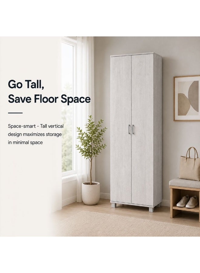 DANUBE HOME Sandor 2 Door Tall Shoe Rack | 34 Pairs Of Shoes| Modern Design Furniture | Wooden Shoe Cabinet Organizer For Entryway Hallway | Made In Malaysia | L60xW37xH185cm - Snow Oak - Image 3