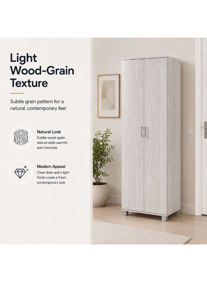 DANUBE HOME Sandor 2 Door Tall Shoe Rack | 34 Pairs Of Shoes| Modern Design Furniture | Wooden Shoe Cabinet Organizer For Entryway Hallway | Made In Malaysia | L60xW37xH185cm - Snow Oak - Image 4