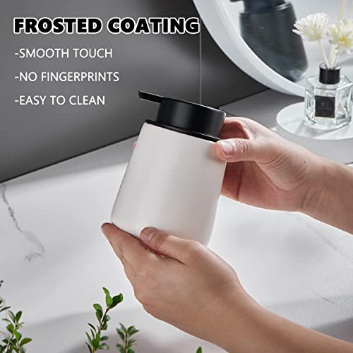 Eyrozia 12Oz White Soap Dispenser - Modern Ceramic Lotion Hand Soap Dispenser with Easy-to-Press Black Pump, Reusable and Refillable Liquid Dish Soap Dispensers for Bathroom & Kitchen - Image 2