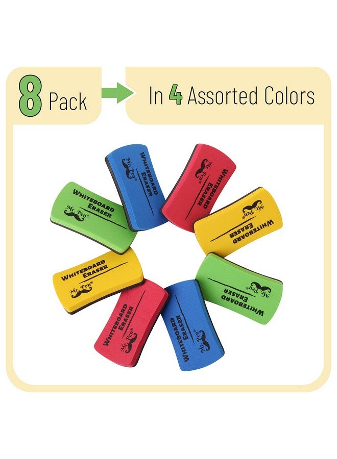 Mr. Pen - Magnetic Dry Erase Erasers, 8 Pack, Assorted Colors, Whiteboard Eraser, Dry Eraser, White Board Erasers Dry Erase, Dry Erase Board Eraser, Magnetic Whiteboard Eraser, Magnetic Dry Eraser - Image 2