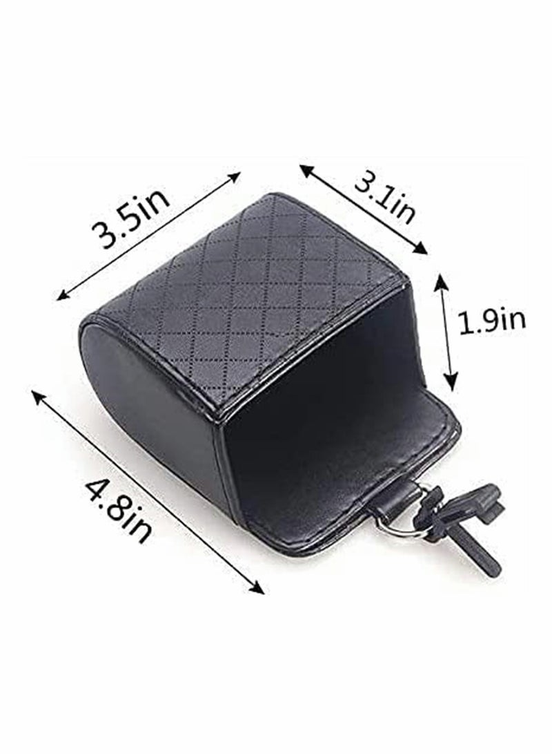 SYOSI 2 Pack Car Air Vent Storage Bag, Multifunctional Car Pocket, Sunglass Holder Phone Holder Coin Key Card Pens Case Snack Pouch with Double Hook (Black)  - Image 2