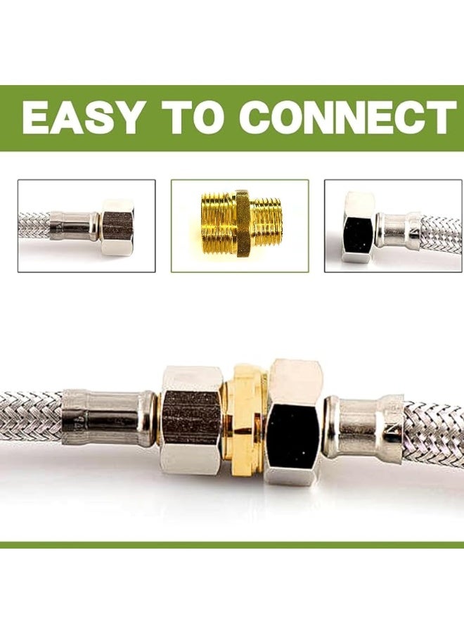 Biella 2Pcs Bsp Male To Male Solid Brass Hex Type Straight Thread Reducer Pipe Nipple With Teflon Tape, Heavy Brass Pipe Adapter Fittings Connectors Male Thread Hose (3/8 Inch To 1/4 Inch) - Image 4
