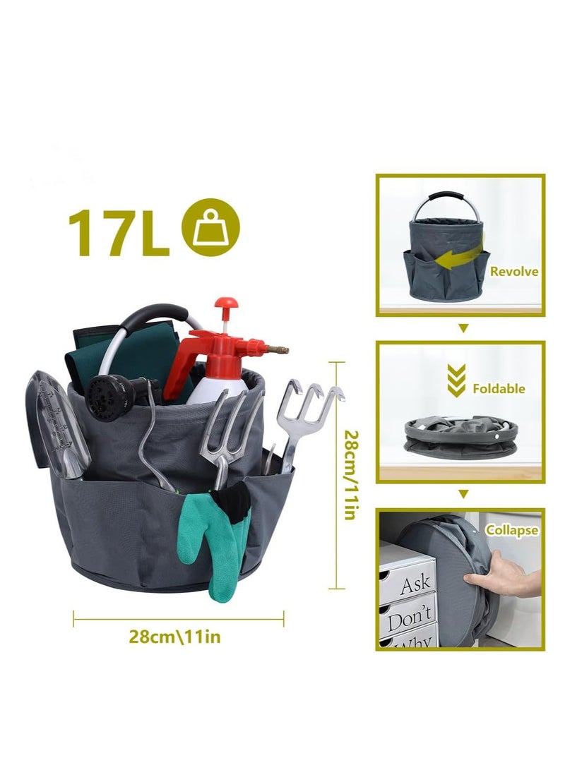 Bukela Picnic Basket Reusable Portable Collapsible Outdoor Camping Beach Basket Garden Harvest Basket Home Bathroom Storage Bath Wash Bag Home Shopping Basket (Grey) - Image 2